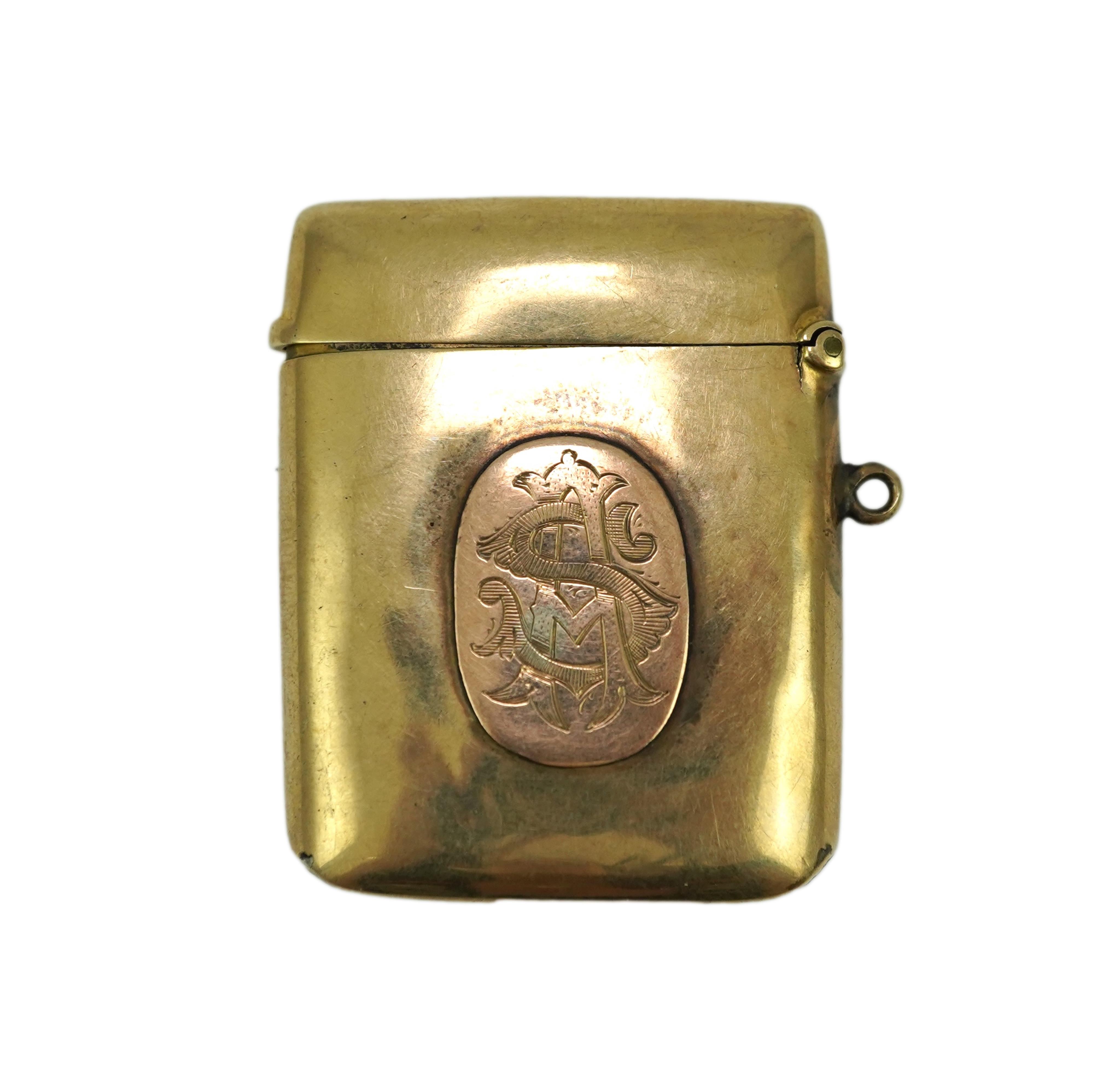 An Edwardian 9ct gold vesta case, circa 1909